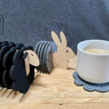OWCA filcowe podkładki pod kubek 6 sztuk CZARNY BARANEK