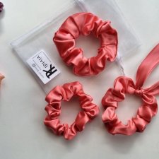 gumka frotka do włosów scrunchie z odpinaną wstążką