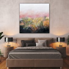 AVRILLE - Obraz 100x100 Cm Strukturalny Abstrakcja Kwiaty