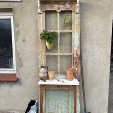 Stare drzwi dekoracja do ogrodu sadzonki kwiaty vintage prowansalski