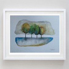 Drzewa - obraz  akwarela