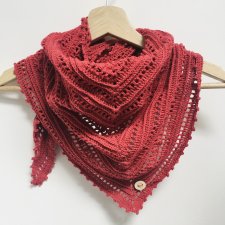 Chusta szydełkowa malinowa apaszka handmade