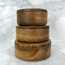 Drewniane miski z przykrywkami Zestaw