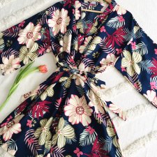 Kimono navy flowers- wiskoza