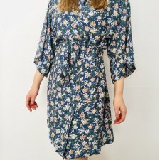 Kimono niebieska łąka - wiskoza
