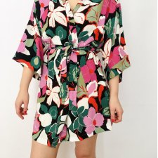 Kimono pink flowers- wiskoza
