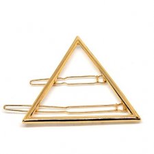 Ogromna metalowa spinka złoty trójkąt y2k