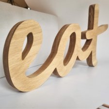 Drewniany napis eat, do kuchni, jadalni, dąb wysokość 20cm dębowy, z litego drewna