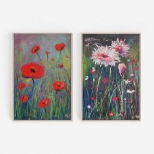 Kwiaty-dwie prace wykonane pastelami