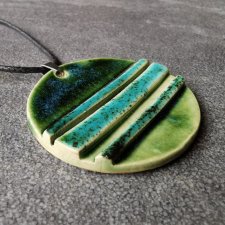 Naszyjnik ceramiczny zielono-morskie pasy