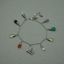 Magiczna kolorowa bransoletka z sercem, wire wrapping, stal chirurgiczna, regulowana, serce