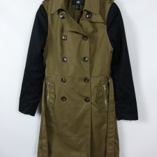 H&M damski płaszcz z paskiem khaki / 34 - XS