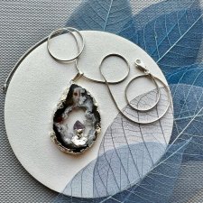 Artistic Necklace - Agate and Amethyst ❤ STWORZONY PRZEZ NATURĘ - HARMONIA YIN I YANG ❤ Srebro 925