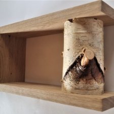 Drewniana półka, z drewna, z pniem brzozy