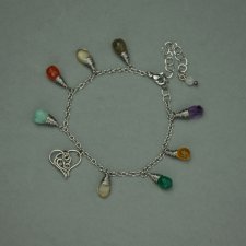 Magiczna kolorowa bransoletka z sercem, wire wrapping, stal chirurgiczna, regulowana, serce