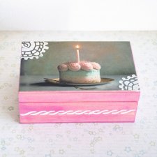Pudełko drewniane - Torcik urodzinowy