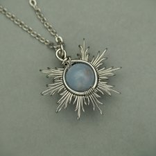 Wisiorek słoneczko angelit, wire wrapping, stal chirurgiczna, słońce