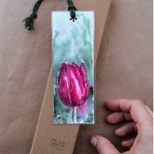 Egzotyczna zakładka botaniczna ręcznie malowana z tulipanem