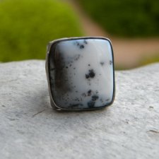 Opal dendrytowy - sygnet / pierścień