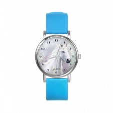 Zegarek mały - Biały koń - silikonowy, niebieski