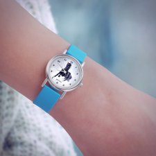 Zegarek mały - Czarny koń - silikonowy, niebieski
