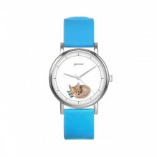Zegarek mały - Lisek - silikonowy, niebieski