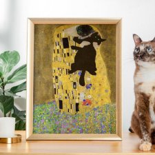 Plakat- Gustav Klimt - pocałunek .. kota