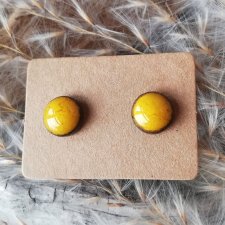 CERAMICZNE KOLCZYKI ŻÓŁTE sztyfty antyalergiczne - UPOMINEK DZIEŃ MAMY - energetyczne kolczyki BOHO - BIŻUTERIA 100% HANDMADE GAIA-cera