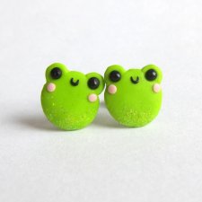 Zielone kolczyki Żabki Kolczyki Żaby Żaba Żabka Prezent na Walentynki