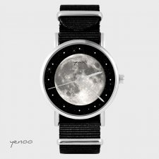 Zegarek - Księżyc - czarny, nylonowy