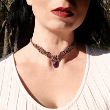 WRÓŻKA choker kolia Ametysty naturalne ~ DelfinaDolls ~ mikromakrama