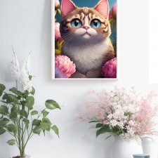Plakat Kot piwonie