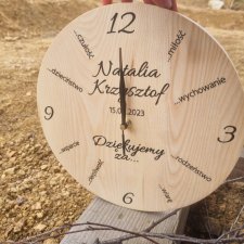 Ślubne podziękowanie dla rodziców, drewniany zegar personalizowany, dla dziadków