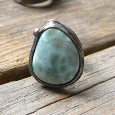 Agat larimar - pierścionek