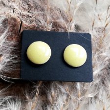 CYTRYNOWE KOLCZYKI SZTYFTY okrągłe pastylki na sztyftach ze stali chirurgicznej żółte minimalistyczne kolczyki ceramiczne - GAIA CERAMIKA