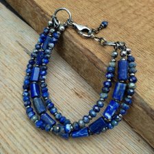 BRANSOLETKA - POTRÓJNA Z LAPIS LAZULI