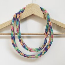 Naszyjnik szydełkowy boho handmade bawełna