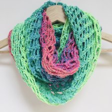 Ażurowy szal komin naszyjnik handmade ombre neon fluo