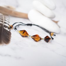 HONEY AMBER GLASS piękna bransoletka regulowana