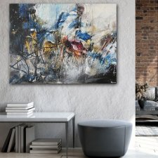 FLOWERS IN THE MIST - Nowoczesny Obraz Abstrakcyjny 70x100 cm