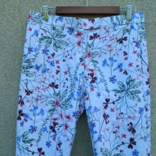 M&S COLLECTION CHINO 7/8 BIAŁE W KWIATY SPODNIE  40 / L