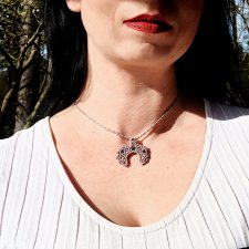 LUNULA szara Księżyc z Turmalinem i Ametystami kamienie naturalne delfinadolls