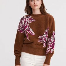 RESERVED - PLUSZOWY SWETER - KWIATY - 36