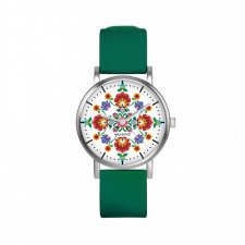 Zegarek mały - Folkowa mandala - silikonowy, zielony