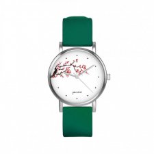 Zegarek mały - Kwitnąca wiśnia - silikonowy, zielony