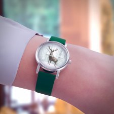 Zegarek mały - Jeleń 3 - silikonowy, zielony