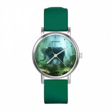 Zegarek mały - Słoń, dżungla - silikonowy, zielony
