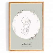 Metryczka niemowlęca - pistacjowa