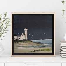 Mały prezent, oryginalny,  morze , obraz akrylowy, jasne kolorowe do domu miniaturowy nowoczesny prezent 15x15 cm