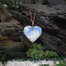 Miedziany wisiorek w kształcie serca z agatem #393